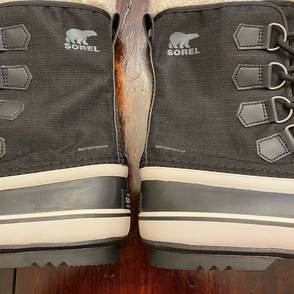 Sorel winter carnival waterproof seam sealed boot black w/stone faux fur 8.5 NEW - Picture 5 of 12